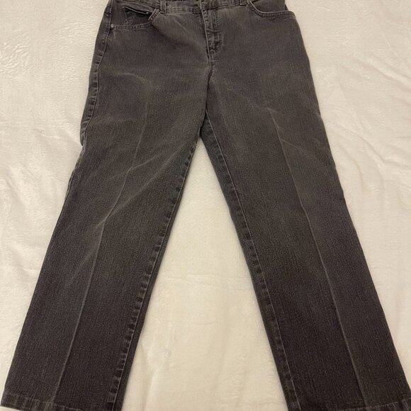 Gloria Vanderbilt Amanda Jeans Women 31x36 Size 12 Black Denim Wide Leg Straight - Picture 2 of 9